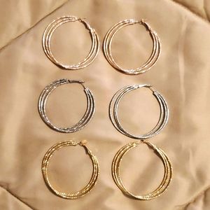 Set of 3 hoop earrings